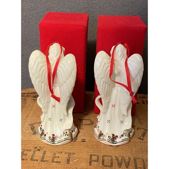 2 (Pair) Lenox 2000 Porcelain Angel Figurines Ornaments Red Gift Boxes NIB - Picture 5 of 11